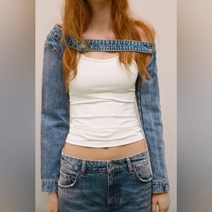 NWT TRF Zara Denim Sleeves Size Small